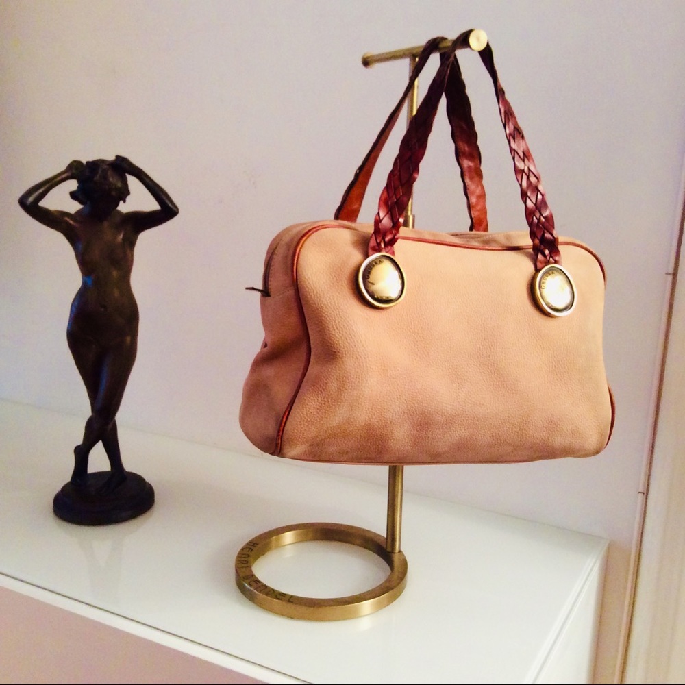 Vintage Ghurka suede Satchel handbag  #48